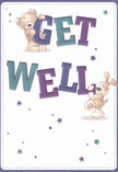 This get well card beams with cheerful optimism and the spirit of North Woolwich, featuring two lovable companions-a cozy bear and a playful puppy-poised atop and beside the bold, colourful message, 'Get Well.' Shades of indigo and teal shape the confident letters, standing out with a gentle vibrancy against a creamy background, mimicking the uplifting palette of a fresh floral display. Across the card, stars in soft blues and purples twinkle, adding a whimsical, hopeful mood that is reminiscent of discovering hidden gems within North Woolwich's pocket parks. The fur textures are lovingly illustrated, delivering a sense of touch so authentic you can almost imagine the comfort of their embrace. Like an arrangement crafted by our local florists for same-day delivery, this card is more than a message; it's a source of gentle support, bringing warmth and encouragement to anyone recovering in North Woolwich.